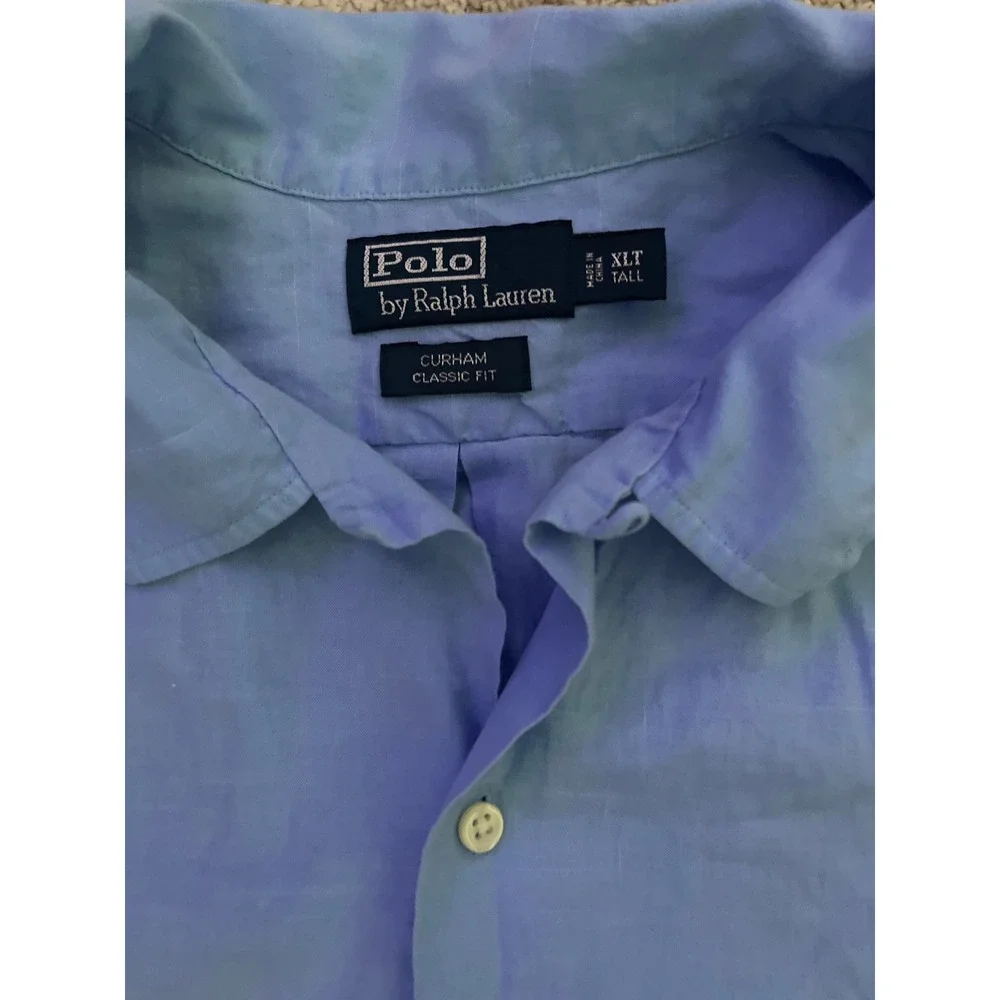 Polo Ralph Lauren Curham Classic Fit Blue Short Sleeve Shirt XLT Tall Mens